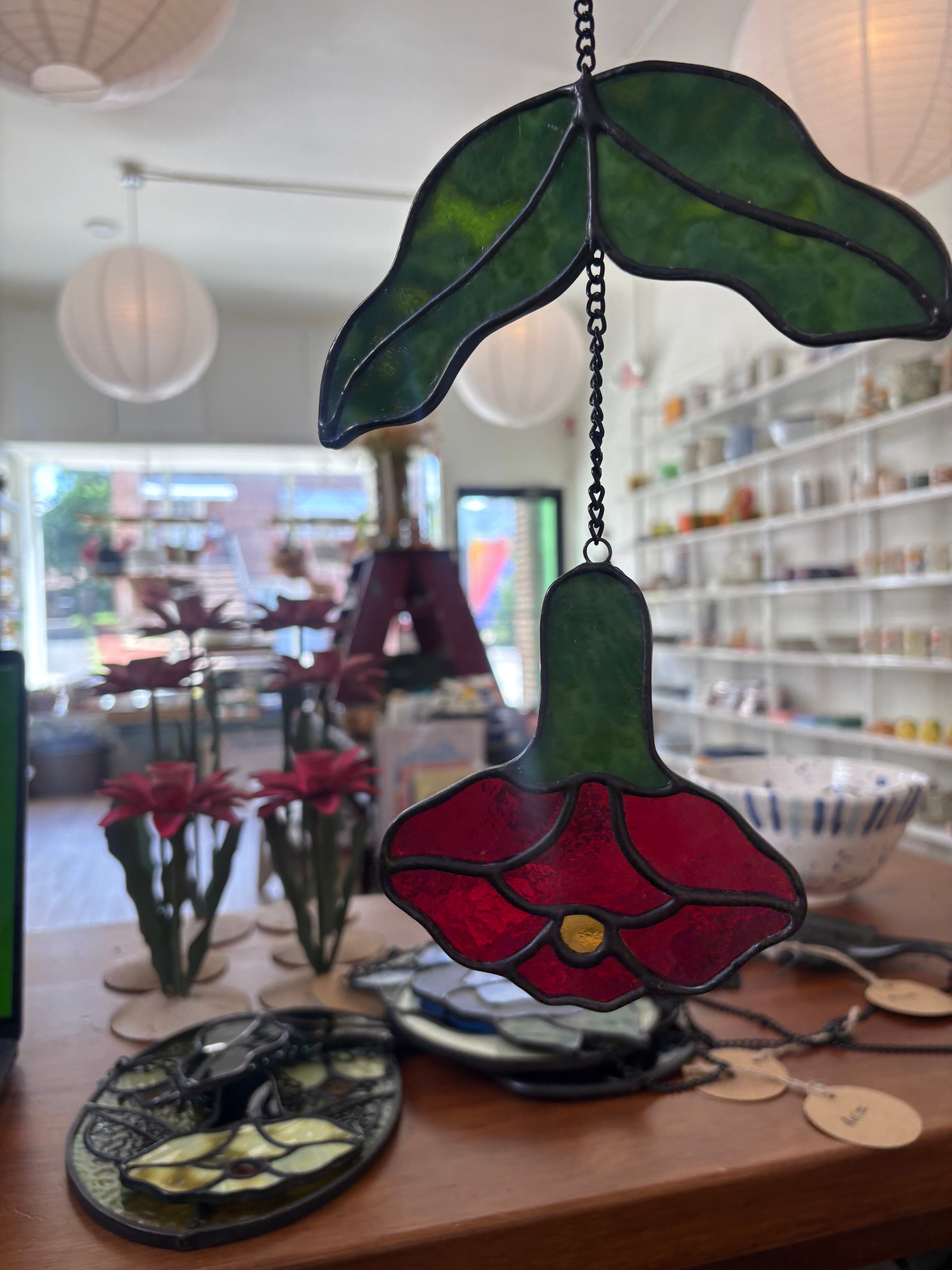 Stained Glass Hanging Flower