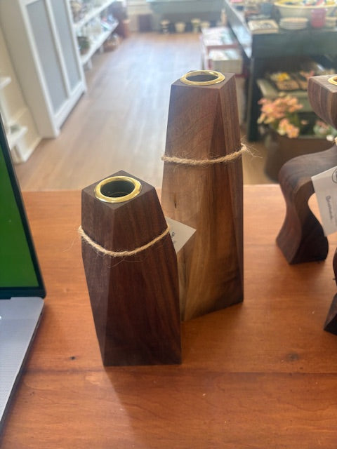 Tall Angled Candle Holder Black Walnut Linkwood Crafts