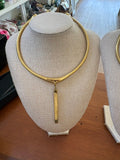 Smooth Unisex Gold Choker with Drop Pendant - MremboNYC